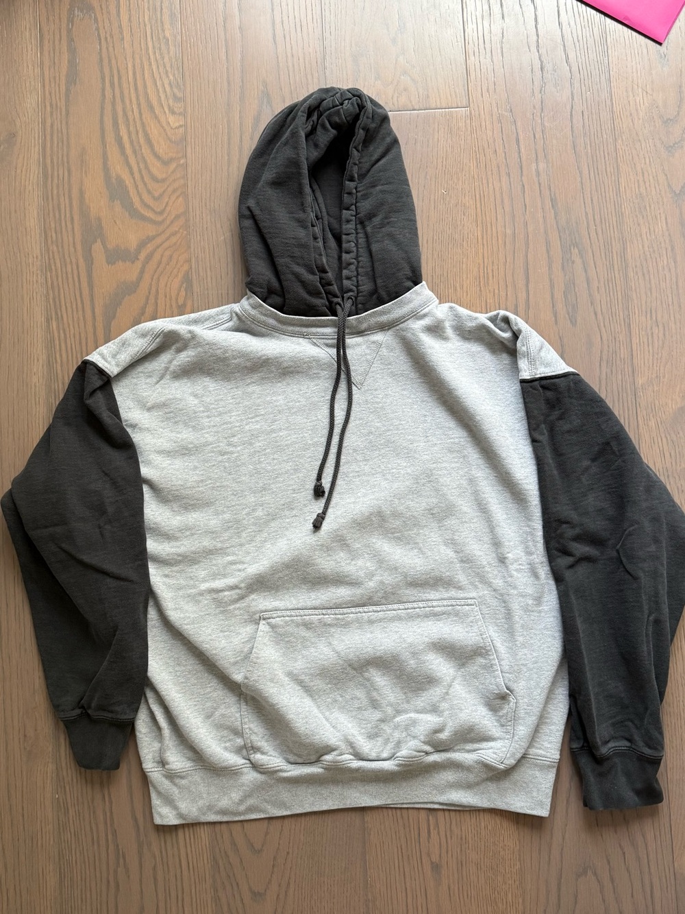 Brandy Melville Gray and Black Two-Tone Christy Hoodie